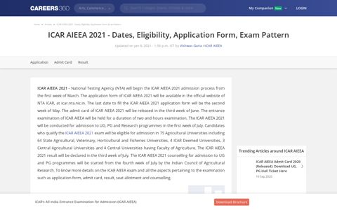 ICAR AIEEA 2020 - University Entrance Exams - Careers360