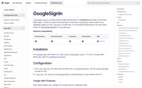 GoogleSignIn - Expo Documentation