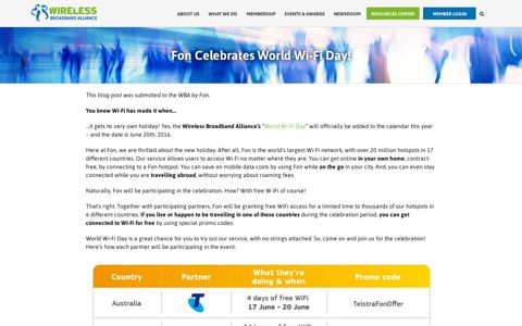 Fon Celebrates World Wi-Fi Day! - Wireless Broadband Alliance