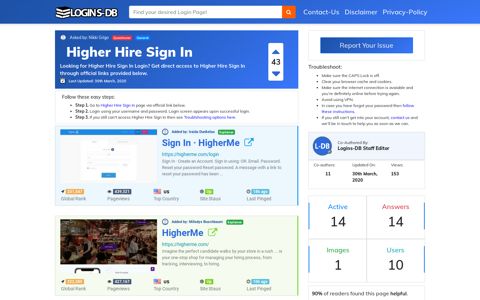 Higher Hire Sign In - Logins-DB