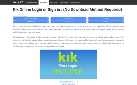 Kik Online Login/Sign in : (No Download Method) - Kik for PC