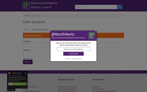 User account | North Hertfordshire District Council