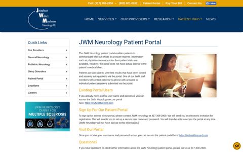 JWM Neurology Patient Portal | JWM Neurology