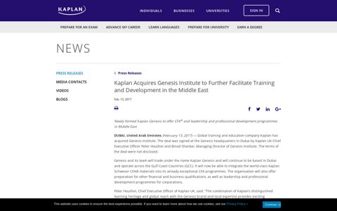 Kaplan Acquires Genesis Institute to Further Facilitate Training ...