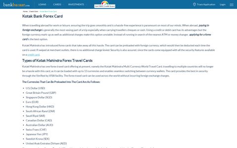 Kotak Forex Card: Travel Cards, Apply Online, Check Rates ...