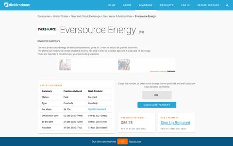 Eversource Energy (ES) Dividends