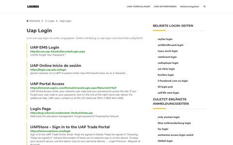Uap Login | Allgemeine Informationen zur Anmeldung - Logines.de