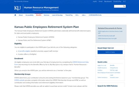 Kansas Public Employees Retirement System (KPERS) - KU ...