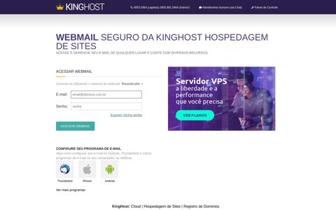 Webmail Seguro da KingHost Hospedagem de Sites