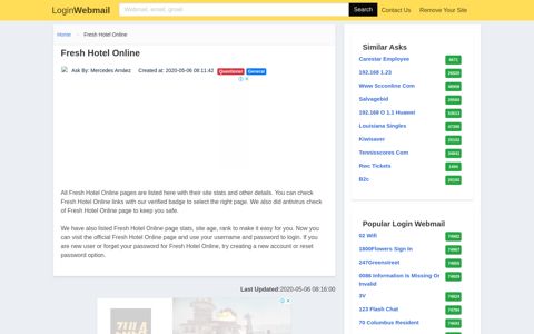 Login Fresh Hotel Online or Register New Account