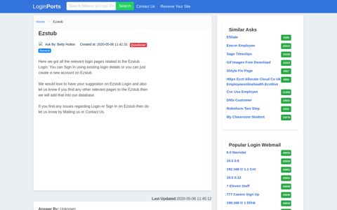 Login Ezstub or Register New Account - LoginPorts