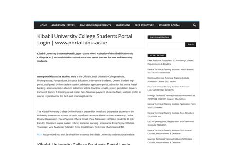 Kibabii University College Students Portal Login | www.portal ...
