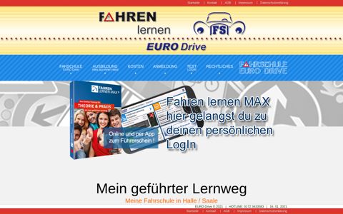Fahren lernen Max LogIn - Fahrschule EURO Drive