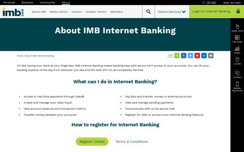 About IMB Internet Banking - IMB Bank