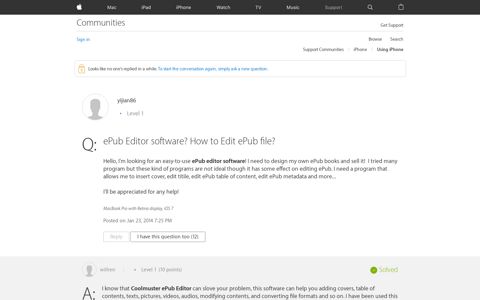 ePub Editor software? How to Edit ePub fi… - Apple Community