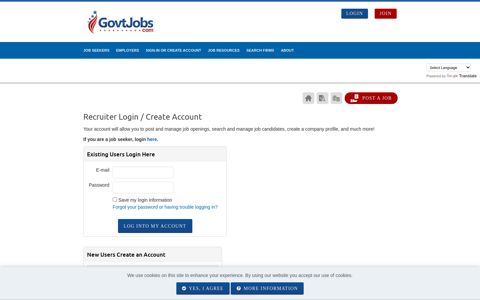 Login or Register to Post Jobs - GovtJobs