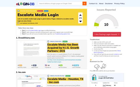 Escalate Media Login - Find Login Page of Any Site within Seconds!