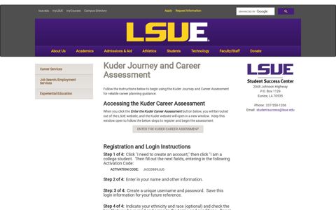 Kuder Journey and Career Assessment - LSU Eunice