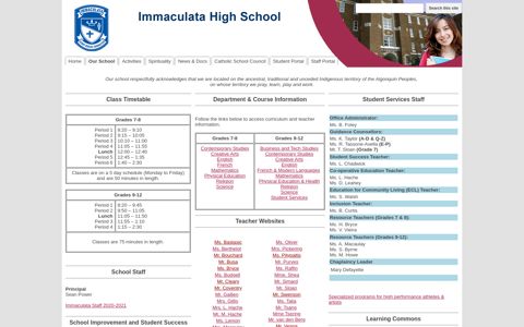 Our School - Immaculata High School