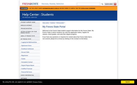 Help Center > Students > Myfresnostate