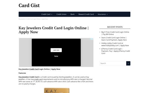 Kay Jewelers Credit Card Login Online | Apply Now | Card Gist