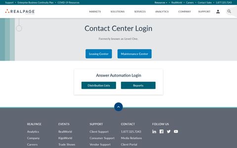 RealPage Contact Center Login for Leasing and Maintenance