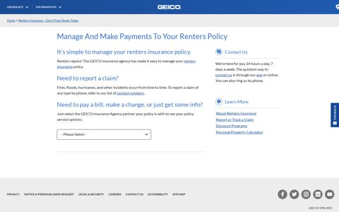 It's simple to manage your renters insurance policy. - Geico