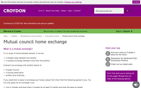 Mutual council home exchange - London Borough of Croydon