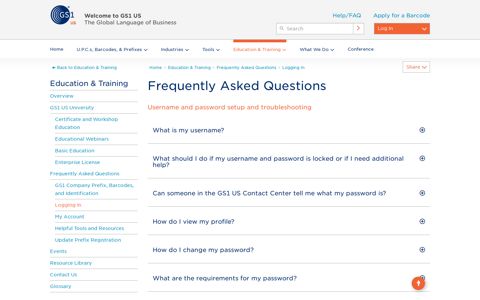 Frequently Asked Questions – Login –GS1 US