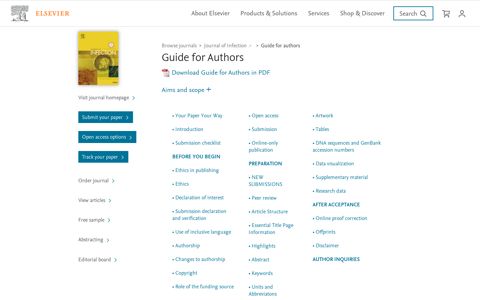 Guide for authors - Journal of Infection - ISSN 0163 ... - Elsevier