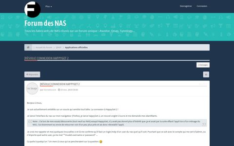 [résolu] Connexion Happyget 2 - Forum des NAS