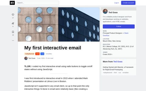 My first interactive email - DEV - DEV Community ‍ ‍