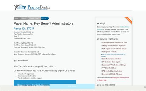 Payer Name: Key Benefit Administrators|Payer ID: 37217 ...