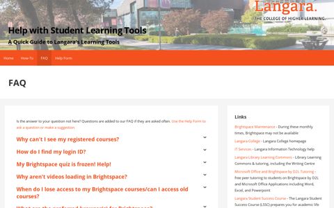 FAQ – Help with Student Learning Tools - Langara iWeb