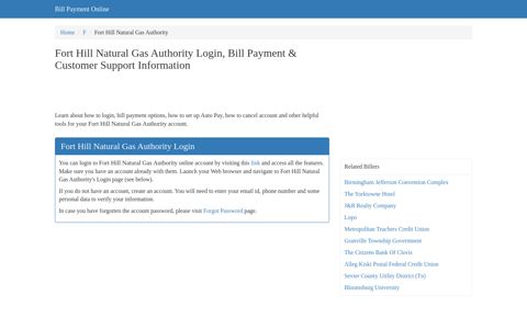 Fort Hill Natural Gas Authority Login, Bill Payment & Customer ...