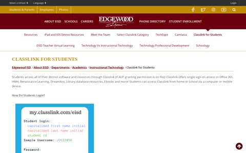 Classlink for Students - Edgewood ISD
