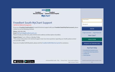 Froedtert South MyChart Support - MyChart - Login Page