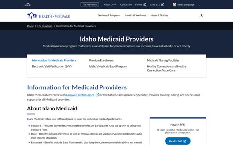Information for Medicaid Providers | Idaho Department of ...