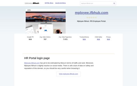 Mployee.ifbhub.com website. HR Portal login page.