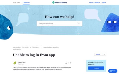 Unable to log in from app – Khan Academy Help Center