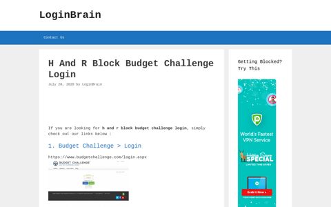 H And R Block Budget Challenge - Budget Challenge &Gt; Login
