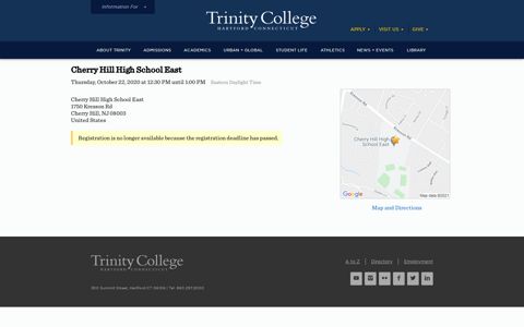 Cherry Hill High School East - Trinity College