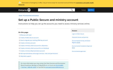 Set up a Public Secure and ministry account | Ontario.ca