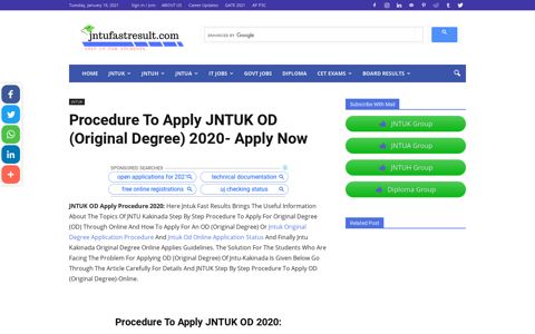 Procedure To Apply JNTUK OD (Original Degree) 2020- Apply ...