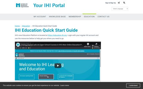 IHI Education Quick Start Guide