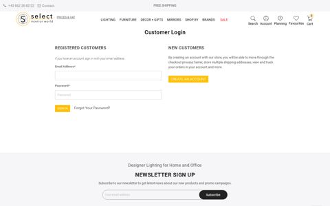 Customer Login - Select Interior World