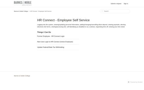 HR Connect - Employee Self Service – Barnes & Noble College