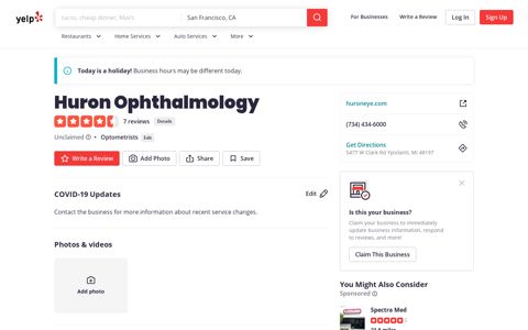 Huron Ophthalmology - Optometrists - 5477 W Clark Rd ... - Yelp