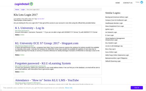 Klu Lms Login 2017 K L University - Log In - http://exams ...