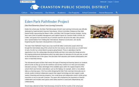 Eden Park Pathfinder Project - Cranston Public School District